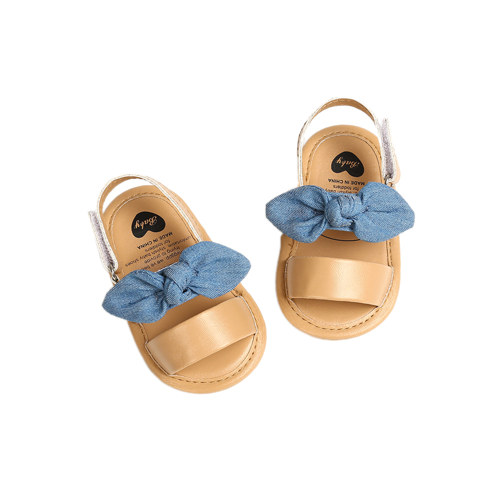 Sommer børn baby børn drenge piger sko skridsikker lærred bowknot småbørn nyfødte infantil sandaler: Blå / 13-18 måneder
