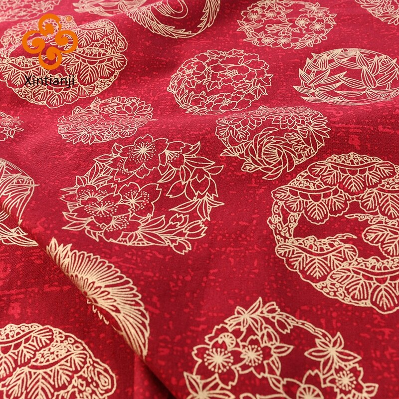 Burgundy Red Cotton Fabric By Half Yards Japanese Zephyr Fabric And Christmas Print Sewing Fabric TJ1023: XXL / Blue