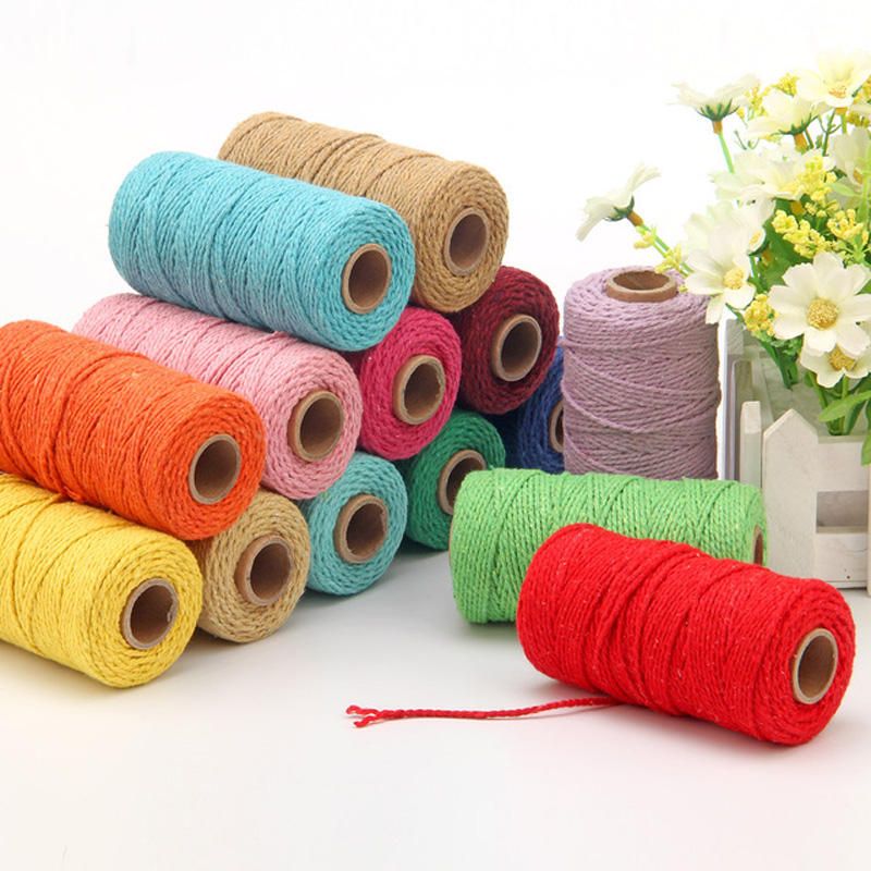 100 Yards 2mm Braided Cotton Cords Twisted Macrame Hand Knitted Cord for Handmade Sewing Thread DIY Craft Decoration Supplies