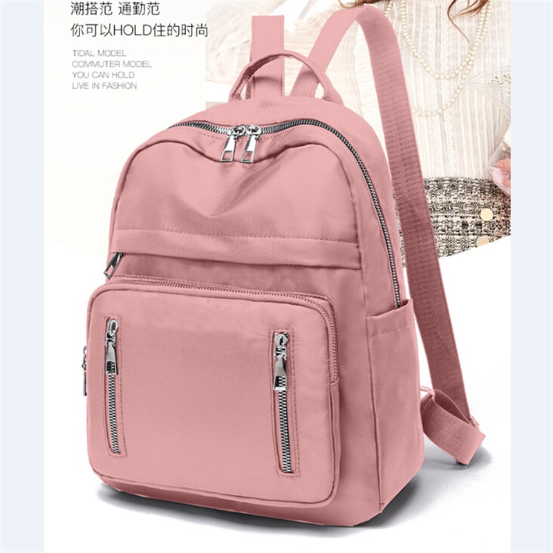 chaude classique femmes sac à dos noir Oxford tissu grande capacité sac à bandoulière étanche: Rose