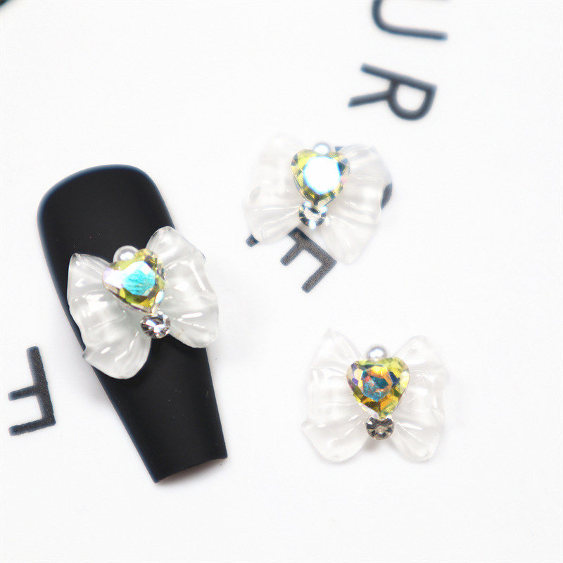10 Uds. De abalorios para uñas de Sailor Warrior Moon 3D, lazo rosa brillante para niñas, gemas de diamante blanco, diamantes de imitación para uñas, piezas de uñas de japonés: Blue