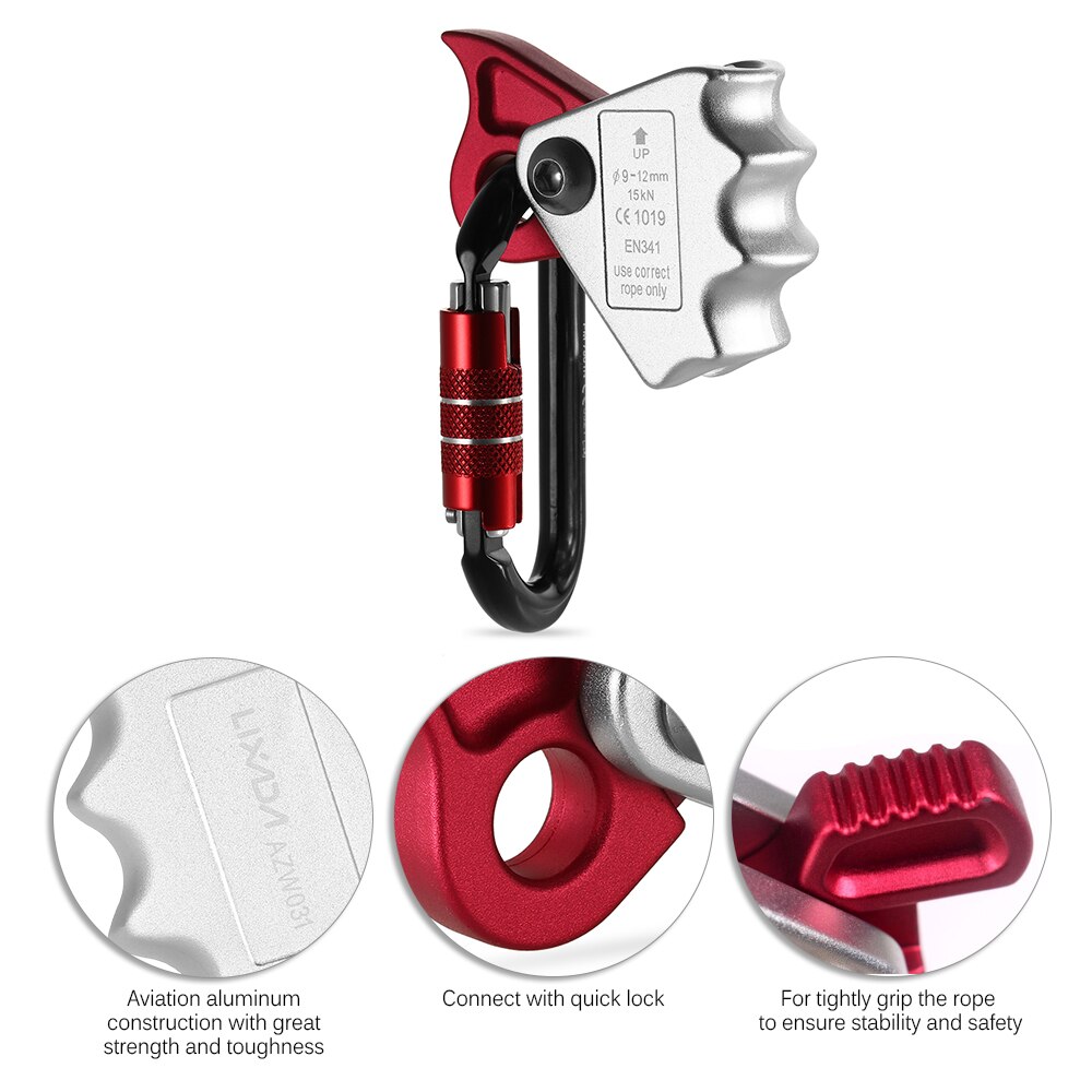 Hand Rope Grab Protector Wiregate Carabiner 15KN Riser Anti-fall Safety Rope Grab Device Carabiner for Outdoor Rock Climbing