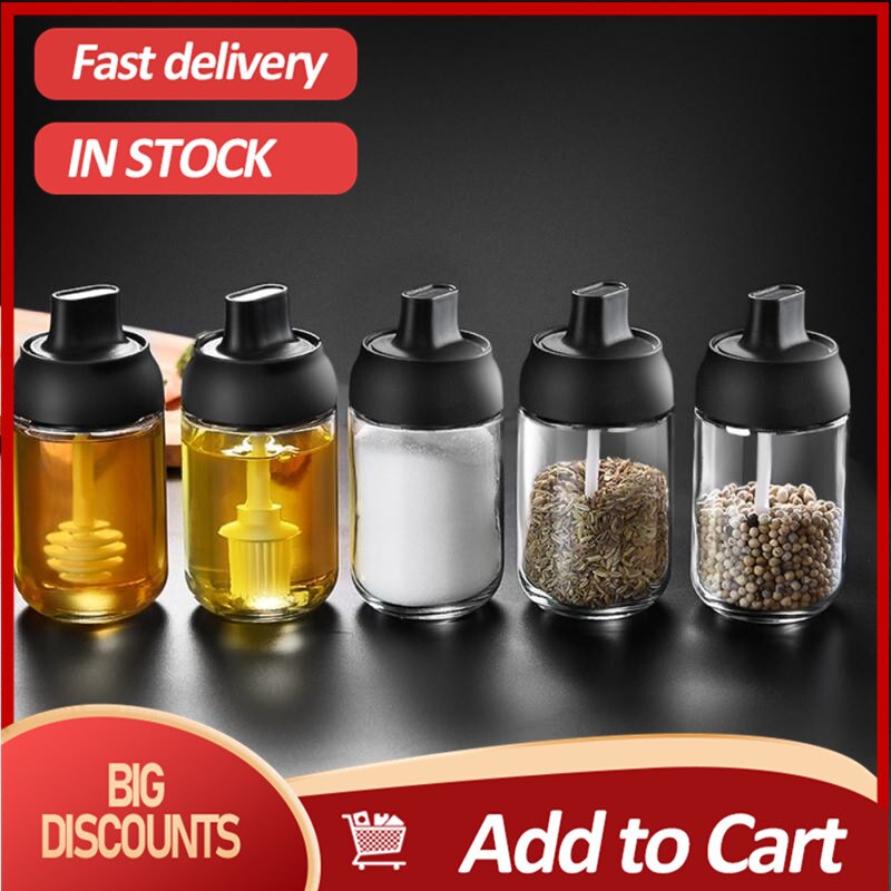 250ml peppar cruet oljeflaska sked täcka glas kök fuktbeständig honung krydda flaska kök krydda burk tank 3 stil