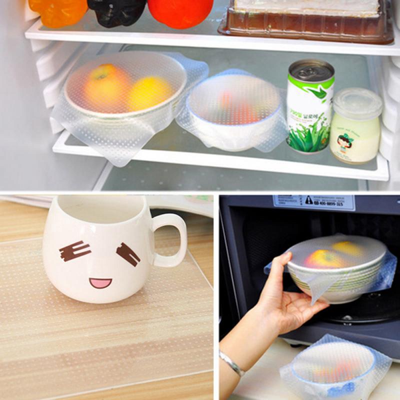 3 Stuk/set Multifunctionele Voedsel Verse Verpakking Keuken Tool Herbruikbare Silicone Voedsel Verpakking Stretch Seal Siliconen Plastic Wrap
