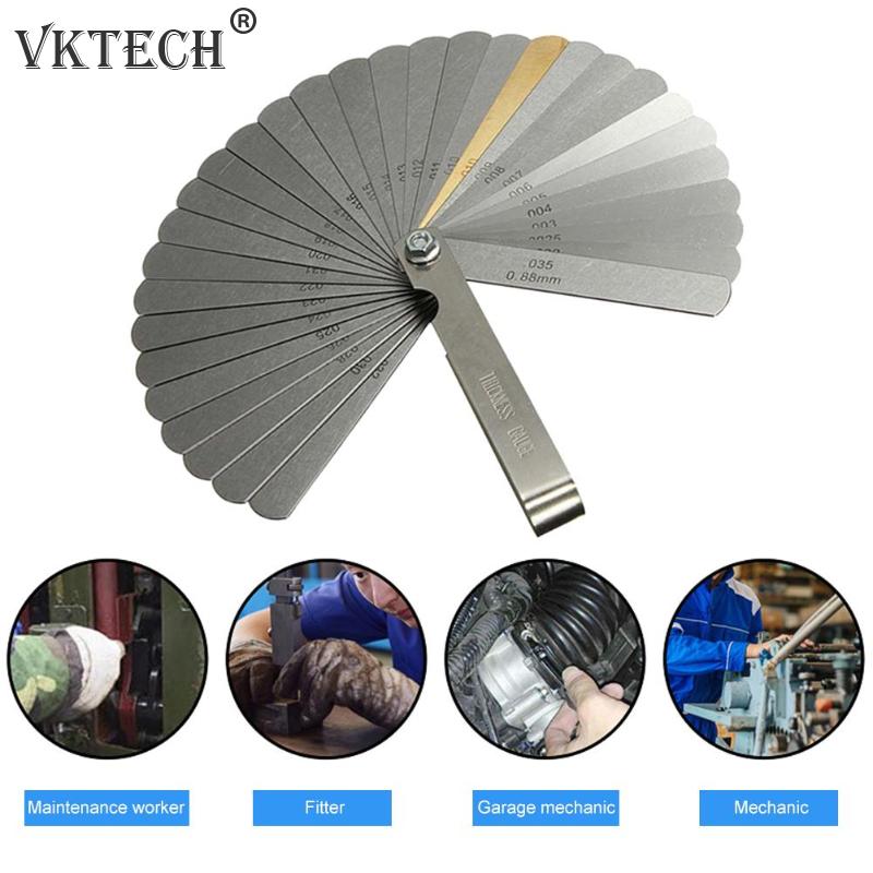 32 Blades Combination Feeler Gauge Metric Imperial Gapped Filler Measure Stainless Steel Foldable Thickness Feeler Gauge