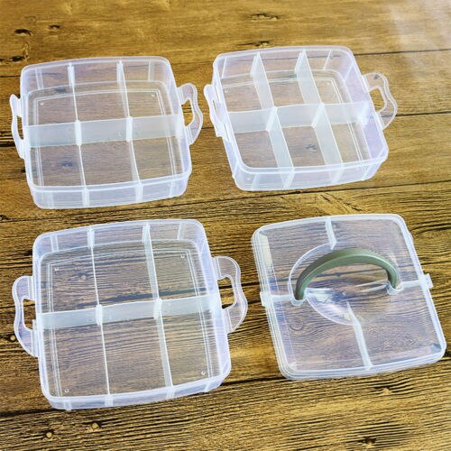 1Pc 3 Layer 18 Grid Removable Dividers Storage Box Plastic Transparent Jewelry Beads Earring Organizer Container