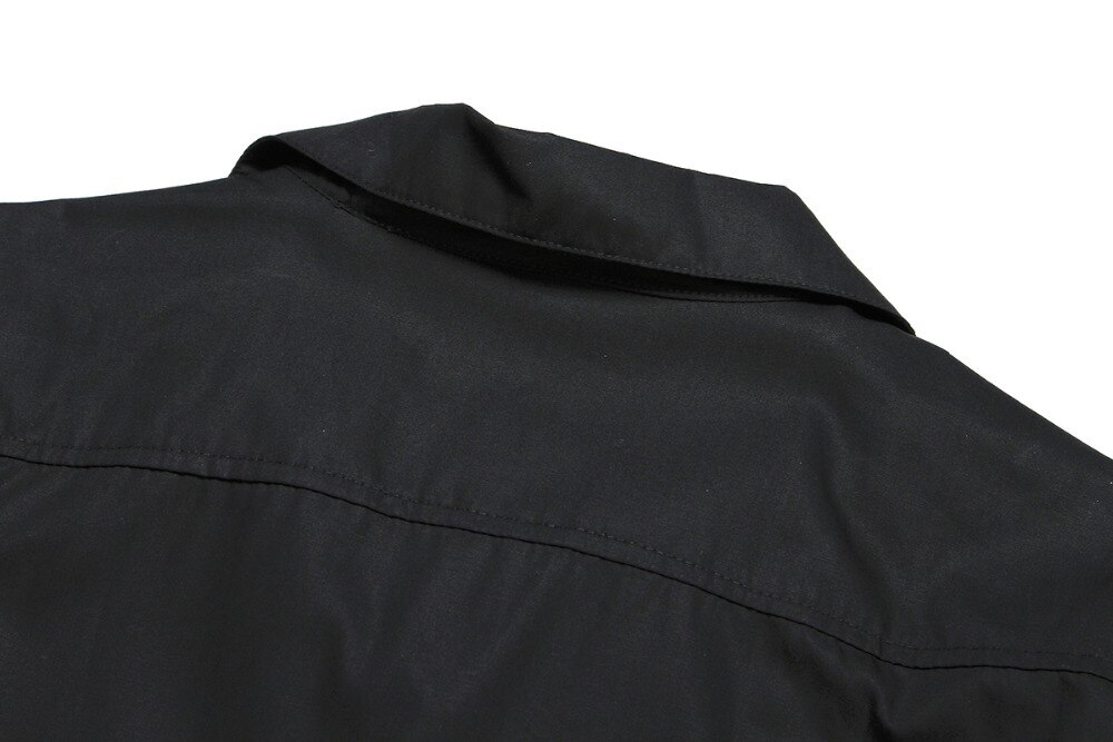Herre svarte hvite skjorter korte ermer pluss størrelse hofte hopp punk stil fritidsskjorter merke menn fast avlet stripe streetwear