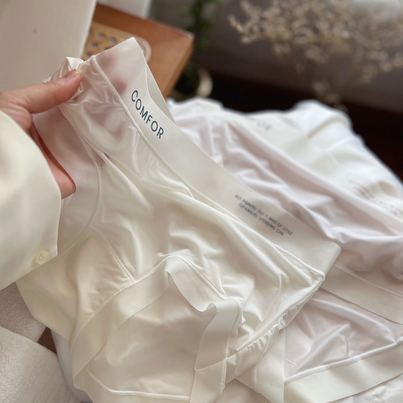 Majtki damskie Seksowna bielizna Lodowy jedwab Szybkoschnące figi Kobieca bezszwowa bielizna Jednokolorowe kalesony Fajne majtki: XL / WHITE