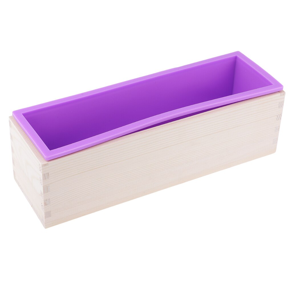 Rectangle Silicone Soap Mold with Wood Box + Straight Cutter + Wavy Cutter Soap Maker Loaf Potato Cutting Tools