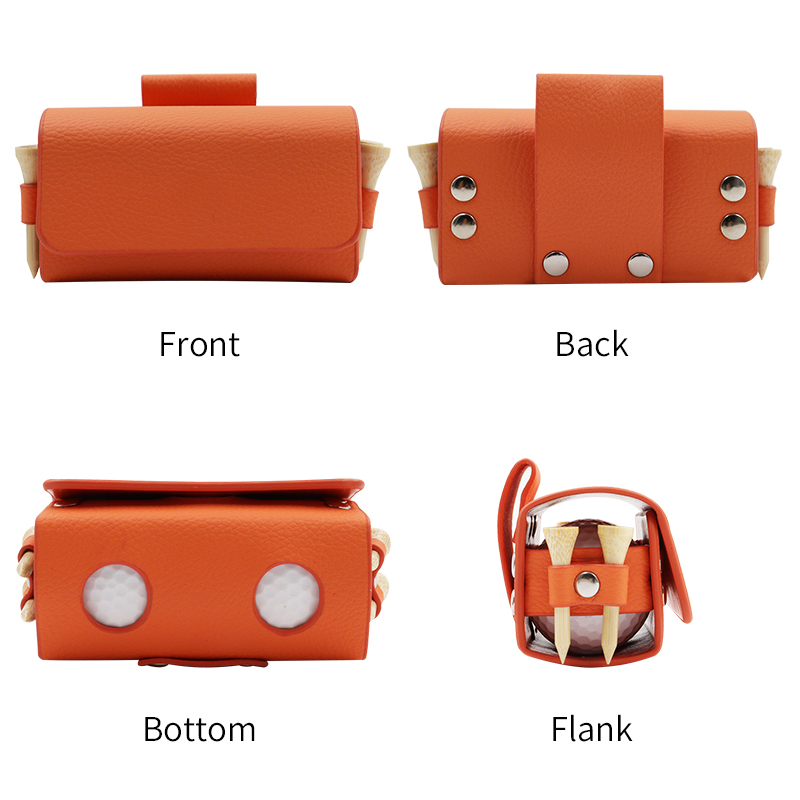 Golfväskor, resefodral, golfbollsväska, bärbar midjeväska i pu-läder för 2 golfbollar och 4 golftees