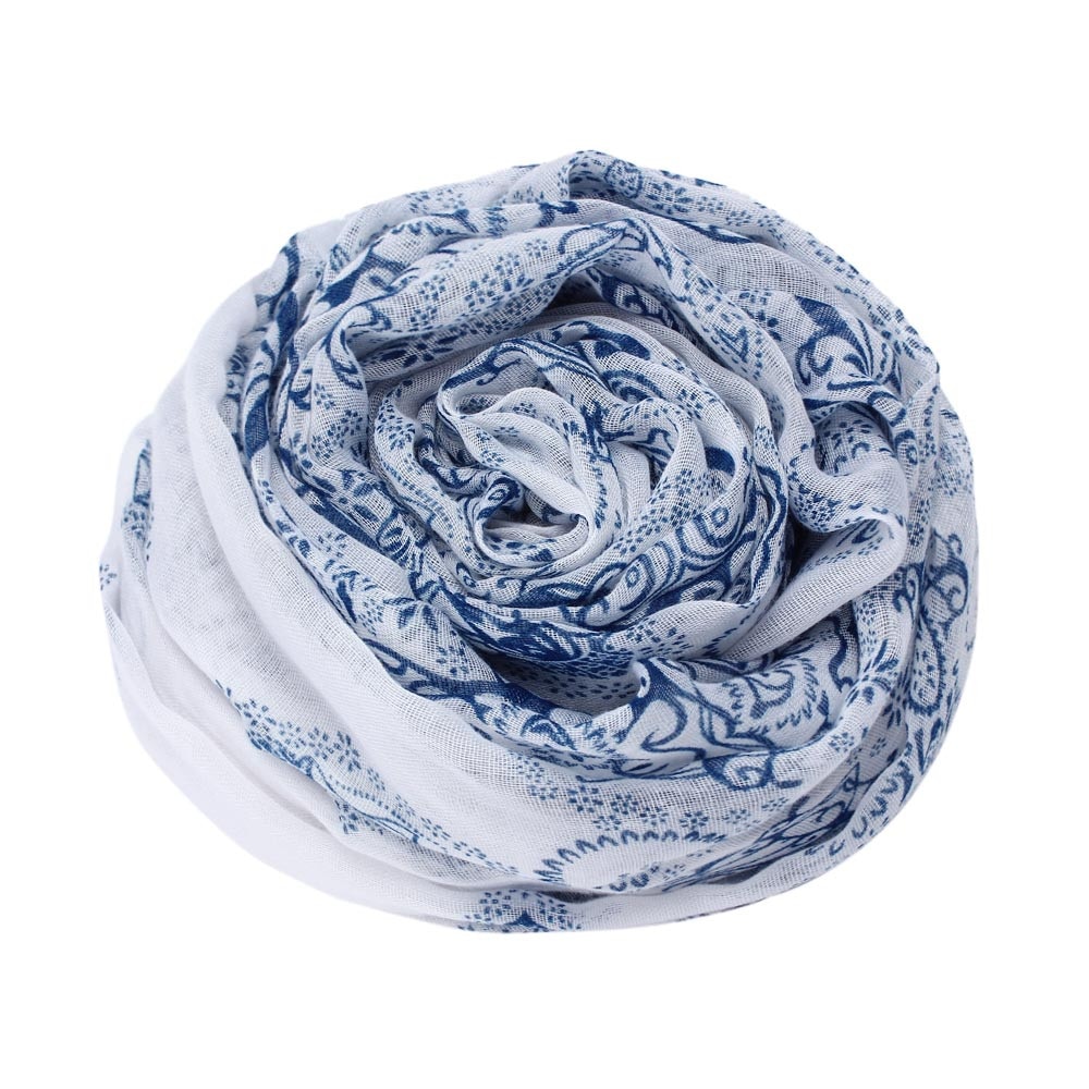 SAGACE Scarf Women Lady Classical Print Scarves Sun Protection Gauze Kerchief Famous Style Blue White Porcelain Bali Yarn Scarf
