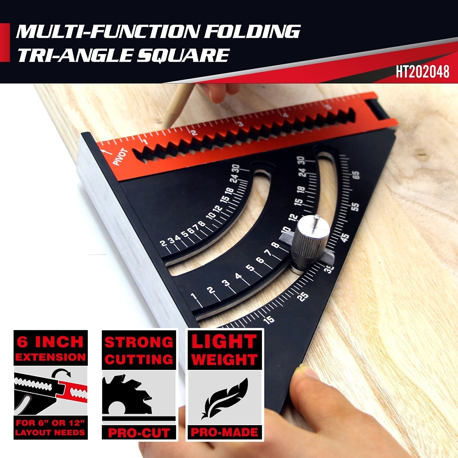 Folding Triangle Squares Ruler Positioning Angle Woodworking Tool Aluminum Alloy 2-in-1 Extendable Layout With Base Goniometer