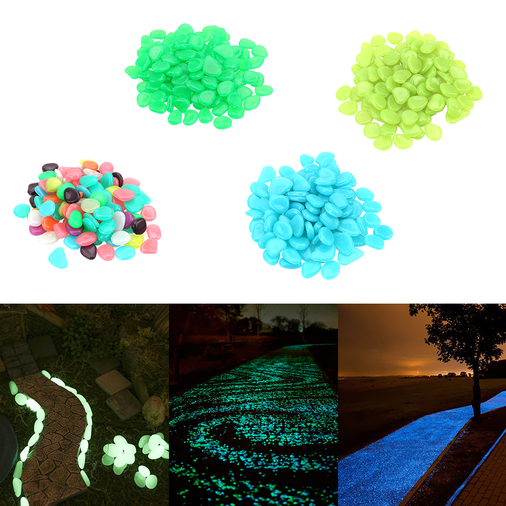 Kunstmatige lichtgevende tuinkiezels, 100 stuks/verpakking, gloeiende stenen, rotsen voor looppad, aquarium, tuin, lichtgevende stenen