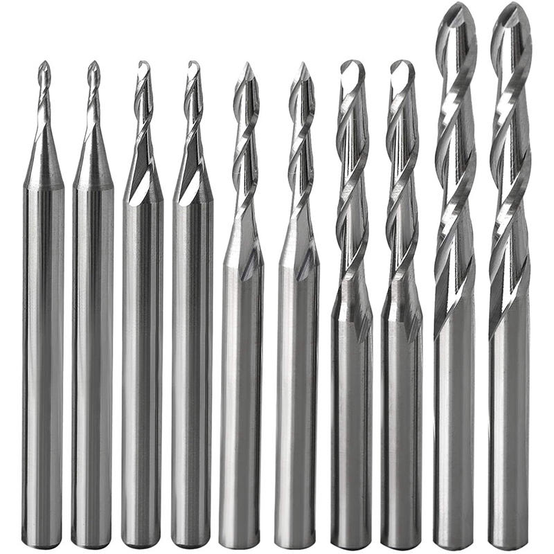 Ball Nose End Mill Set Cuting Edge Diameter CNC Engraving Router Bits Milling Cutter For Wood Working, Shank 3.175Mm
