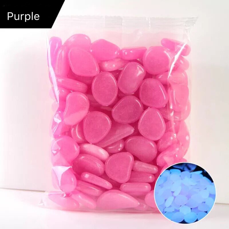 100/200Pcs Garden Luminous Stones Glow In The Dark Rocks Garden Pebbles for Garden Walkways Path Patio Yard Fish Tank Decoration: 100pcs / Purple