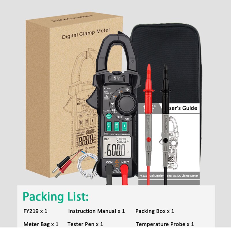 Digital Clamp Meter AC DC Current Clamp Meter Multi-function Double Display Clamp Meter Low Impedance Measurement: Default Title