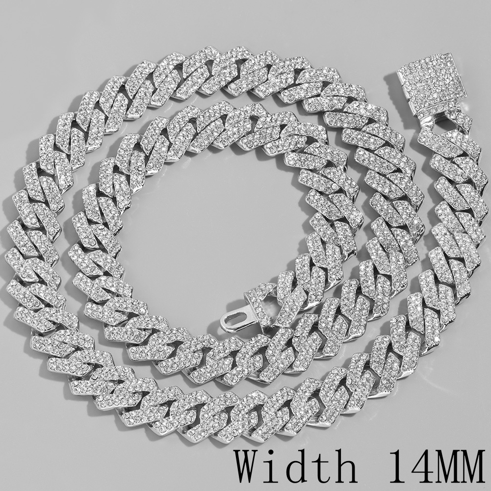 Collar de cadena de eslabones cubanos con punta de lujo para hombre y mujer, collares de cadena de tenis con racimo de circonita de cristal ostentoso, joyería de Hip Hop: 35 cm / Oro oscuro