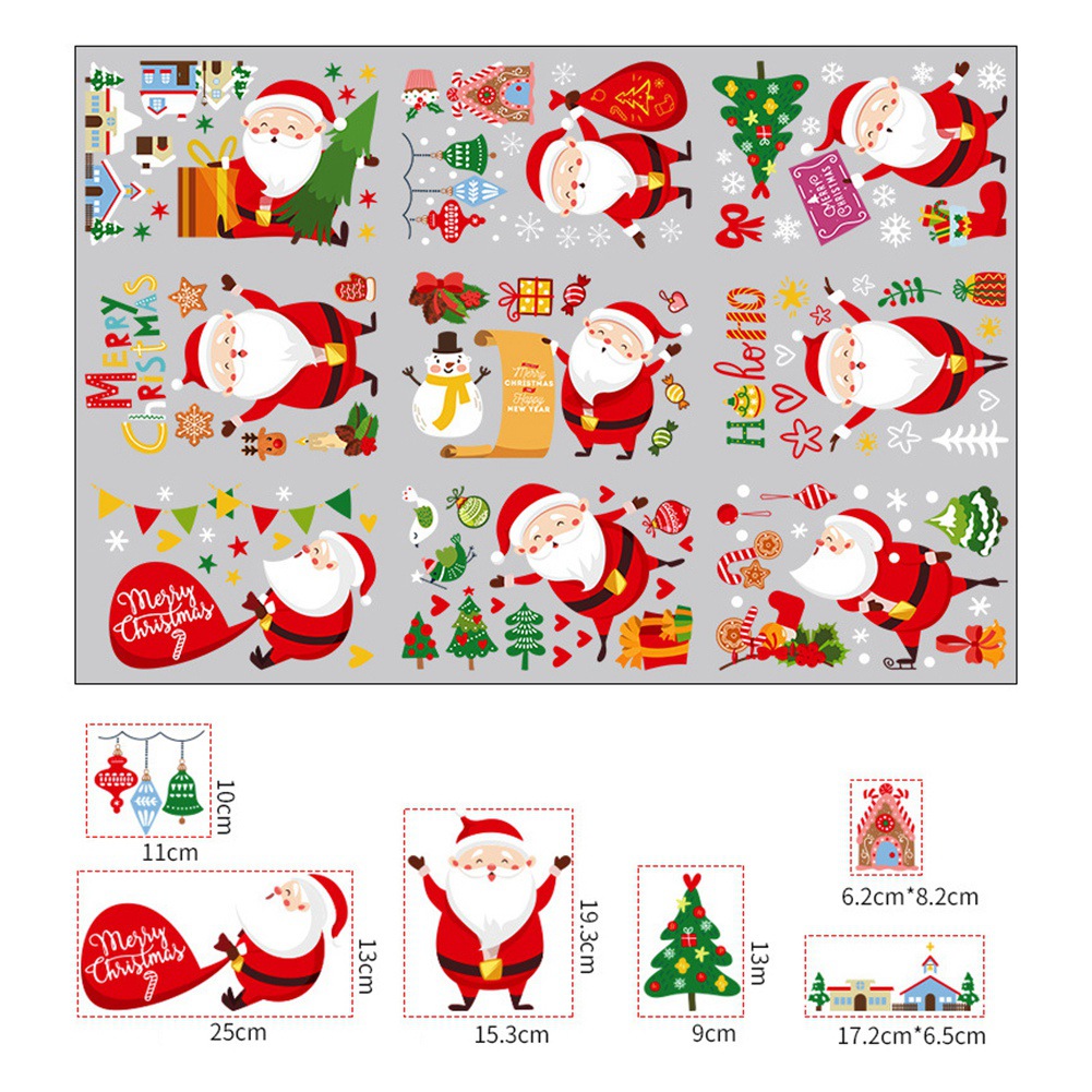 Christmas Window Clings Decorations Xmas Snowflake Window Sticker Santa Claus Snowman Window Decals For Christmas Party