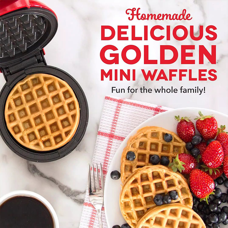 Electric Mini Waffle Maker, Aquecimento dupla face, Home Breakfast Roaster, Cozinha Pequena Sobremesa Máquina de Cozinhar