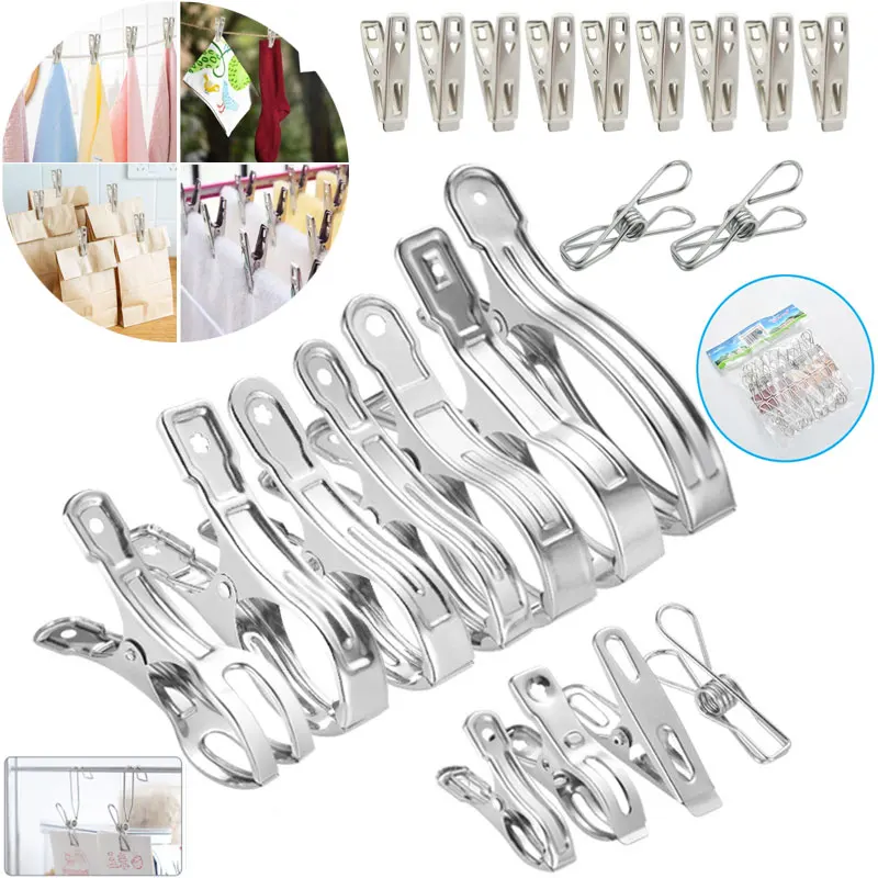 3-20 Stuks Kleding Clips Rvs Zwembad Handdoek Clips Wasknijpers Pinnen Houders Kleding Quilts Klemmen Afdichting clip Naaien Clip
