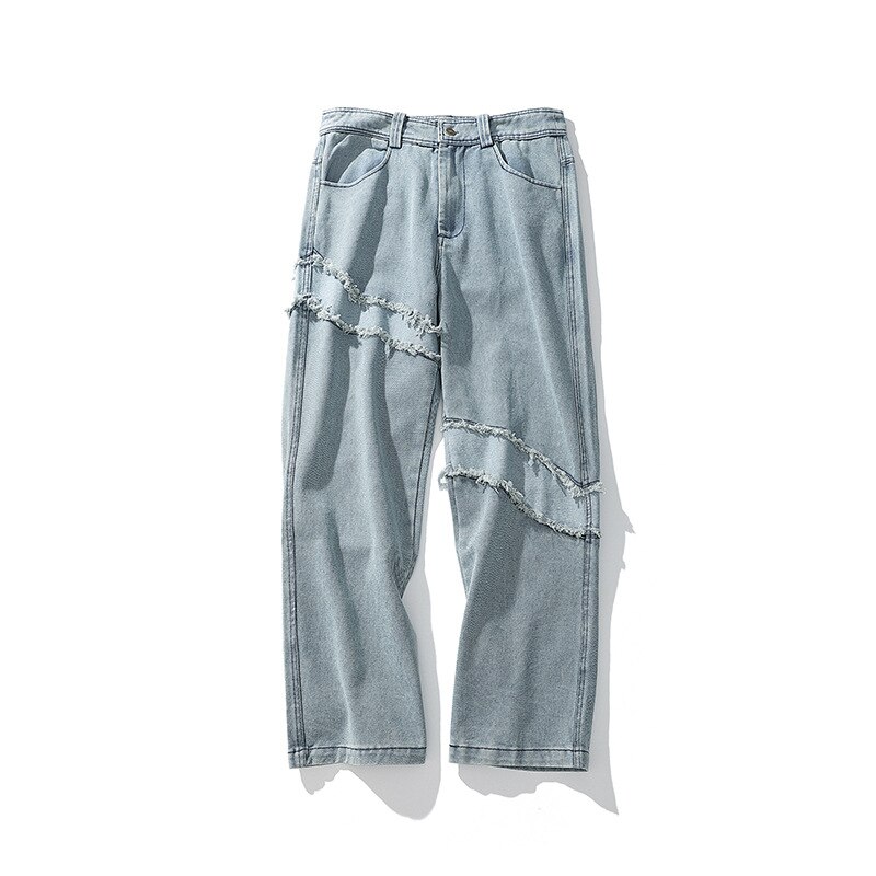 Uncledonjm svarta jeans herr slitna jeans förstörda stretch hop hop byxor lös passform denim jean med 936: Blå / L