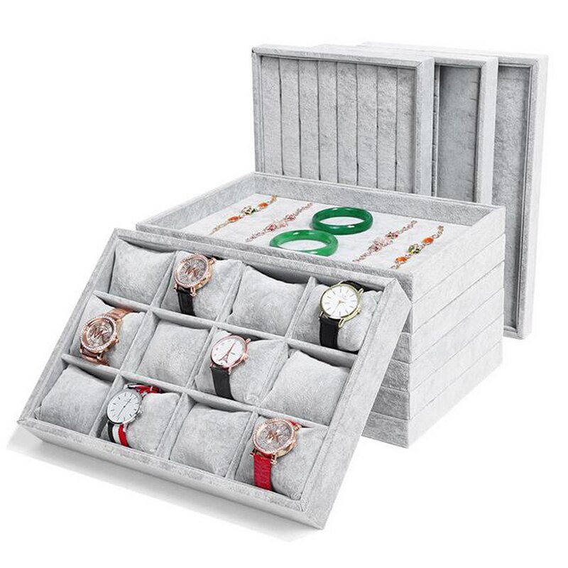 Fløyels smykkeskuff arrangør ring øredobber etui armbånd halskjede anheng oppbevaringsbrett smykker lagringsorgan
