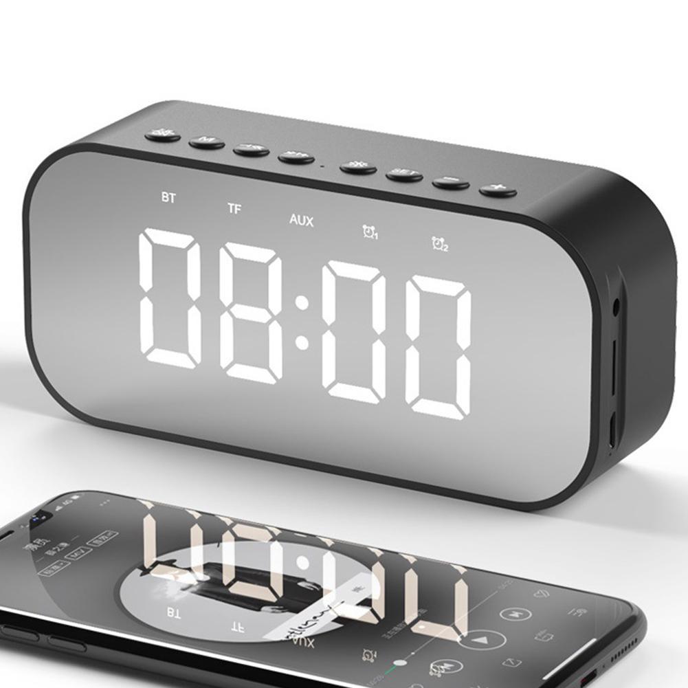 LED Draagbare Draadloze Bluetooth Speaker Bluetooth 5.0 HiFi Muziek Kolom Subwoofer Desktop Spiegel Scherm Wekker