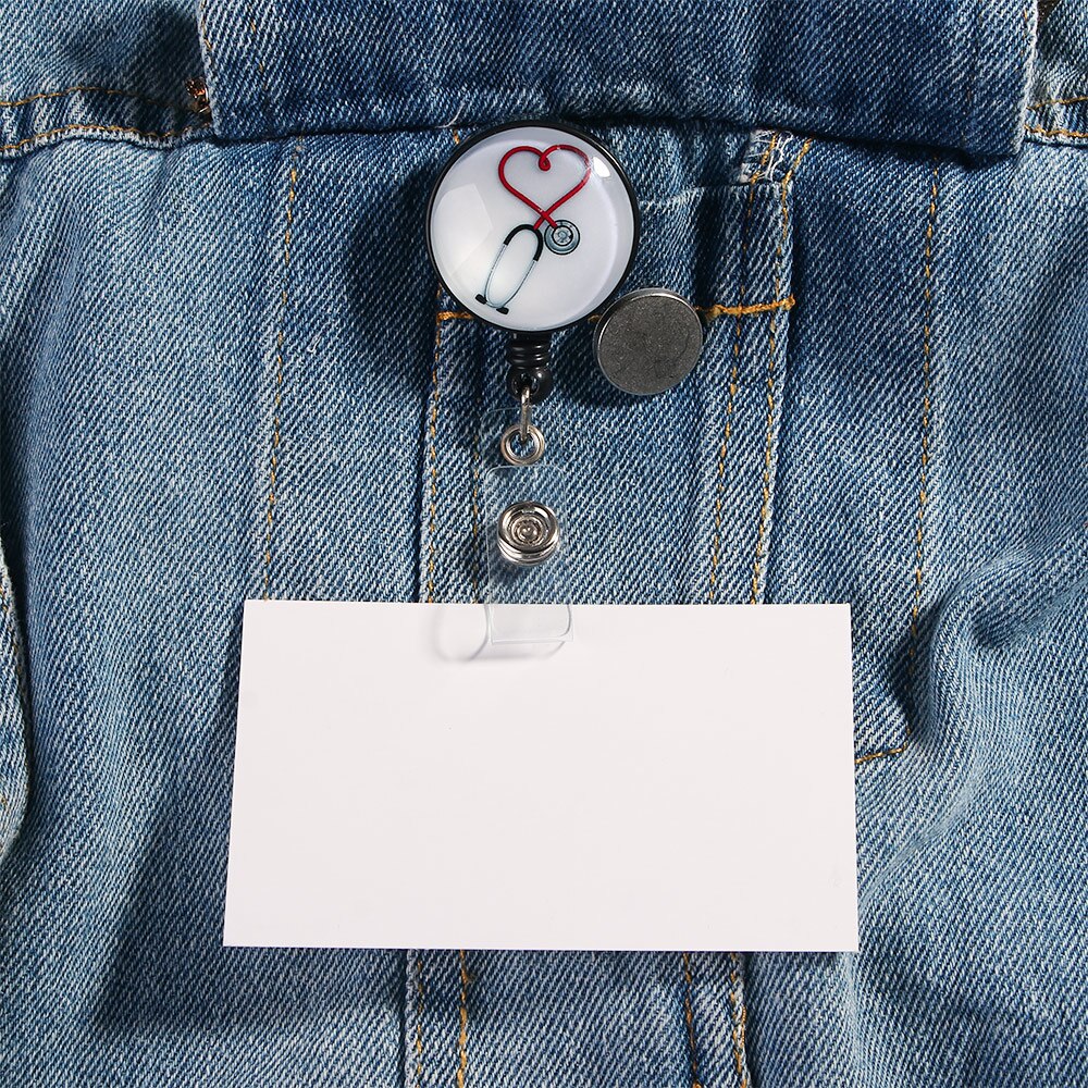 Sygeplejerske læge trække reb skole kontorartikler elastisk gennemsigtig udtrækkeligt spænde kort sag id klip badge holder