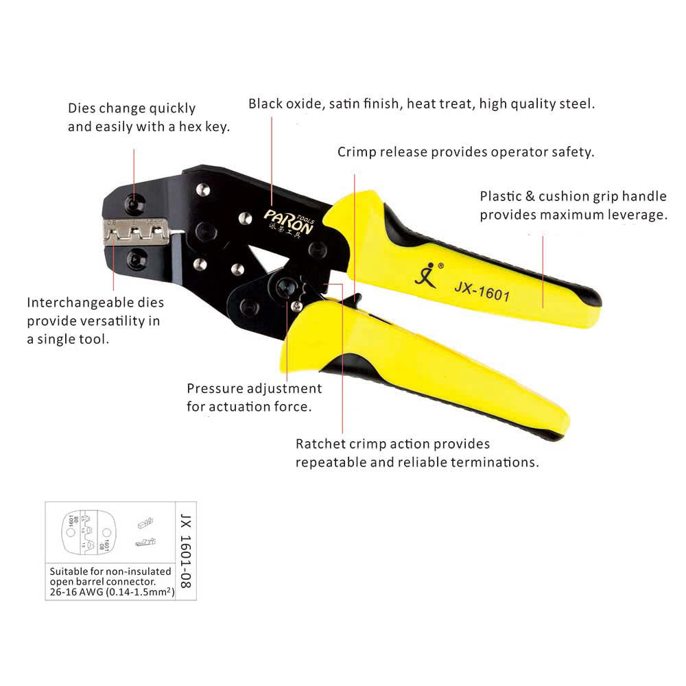 Wire Crimpers Engineering Ratchet Terminal Crimping Pliers JX-48B 3.96 to 6.3mm 26-16AWG Crimper 0.14-1.5mm²