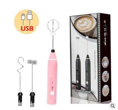 3 Modes Electric Handheld Milk Frother Blender With USB Charger Bubble Maker Whisk Mixer For Coffee Cappuccino: 3 in 1Pink