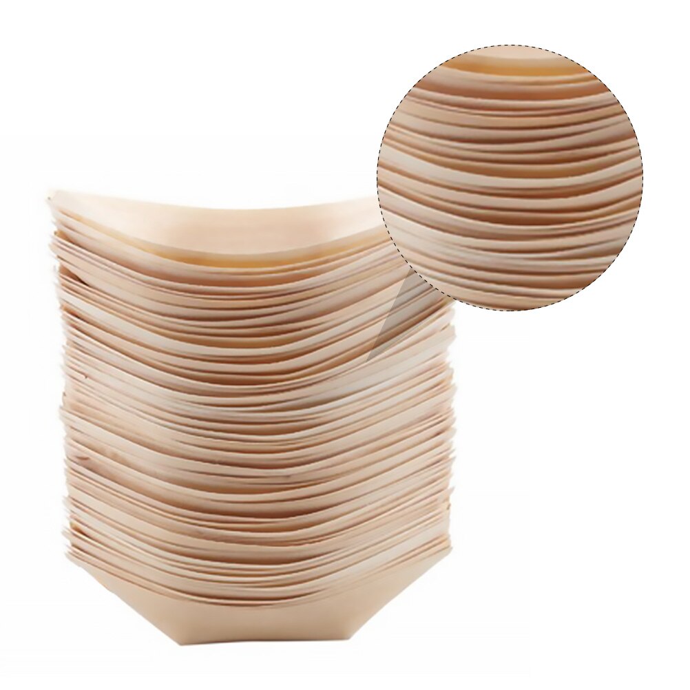 50pcs Wooden Tableware Snack Containers Disposable Food Containers Snack Bowl