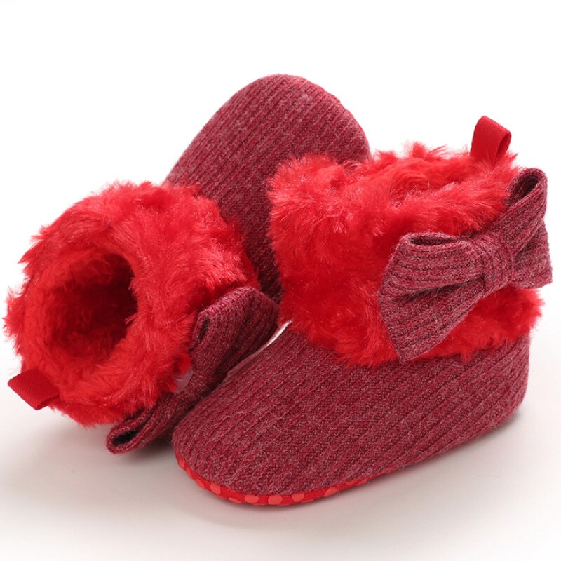 Winter Baby Strik Warm Boot, Effen Kleur Zachte Comfortabele Mooie Anti-Slip Prewalker Baby Schoenen: 2 / 11