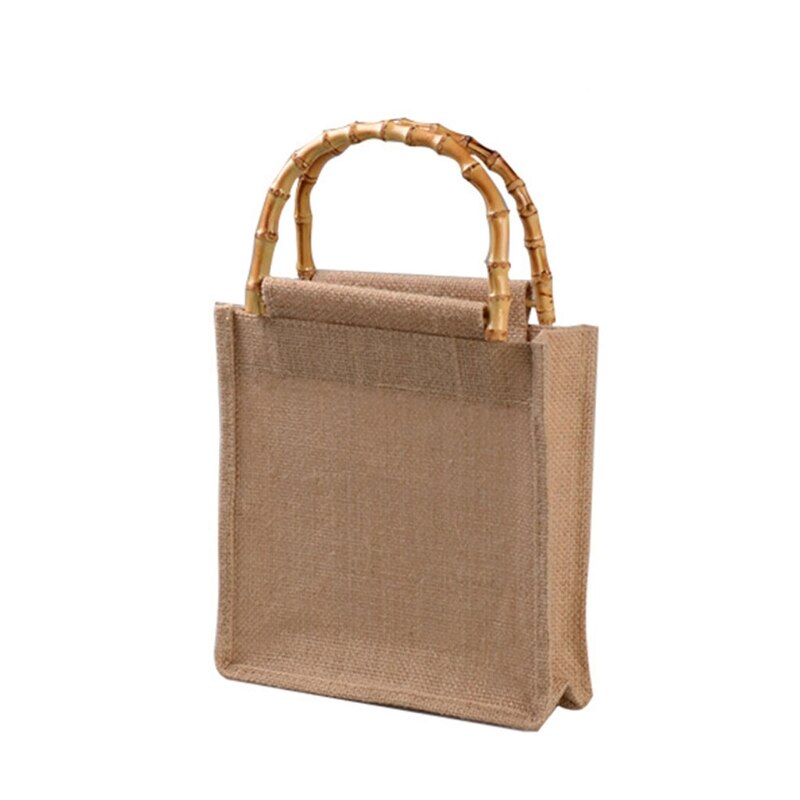 Borsa per la spesa portatile in juta borsa per la spesa borsa in bambù maniglie riutilizzabili Tote borse per la spesa per donne ragazze X7XC: 23x7x23cm