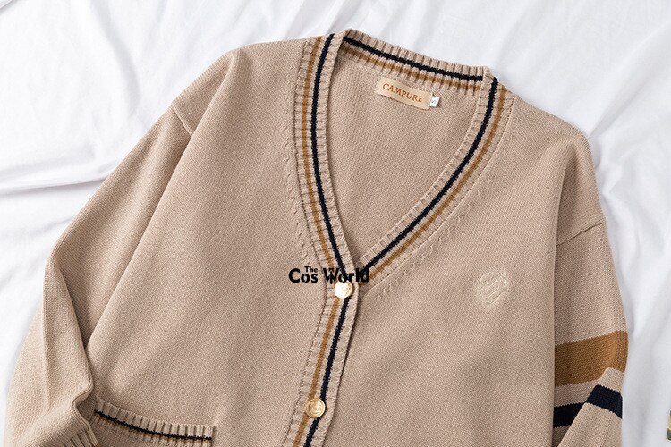 Shui Yuan Ding-cárdigan de punto de manga larga, suéter con cuello en V, prendas de vestir para uniforme escolar JK DK, ropa para estudiantes, primavera y otoño