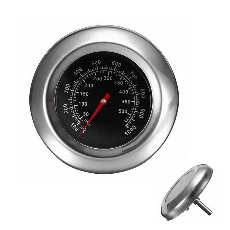 Termómetro bimetálico de acero inoxidable para ahumar barbacoa, herramienta de cocina de 500 grados, medidor de temperatura: Rojo
