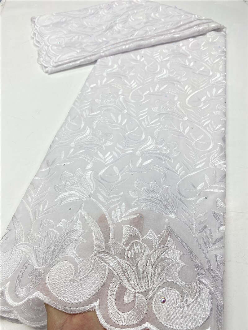 Pure White Swiss Voile Lace In Switzerland African Nigerian Dry Lace Fabrics Cotton Lace Sewing YA3722B-1