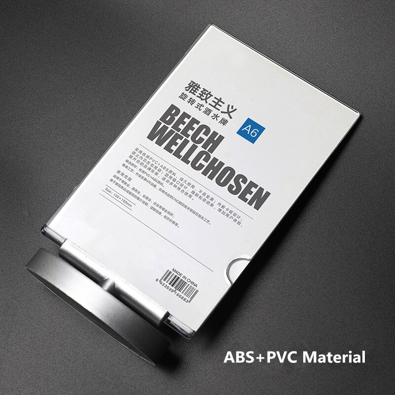 A5 Double Side Rotating Table Acrylic Menu Paper Sign Holder Display Stand Table Number Price Display Frame