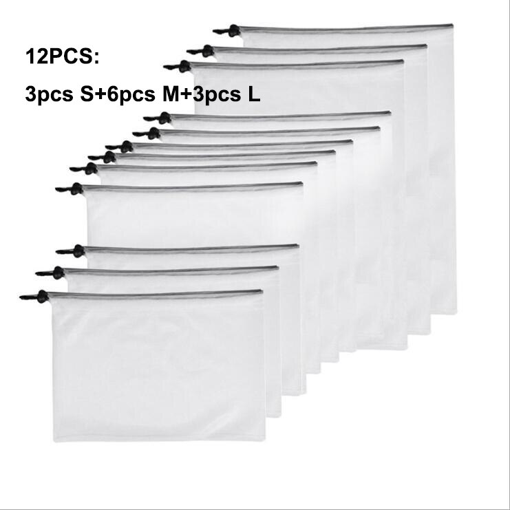 Sacs en maille réutilisables pour produits, 2 à 15 pièces, lavables, écologiques, sacs légers pour épicerie, stockage de fruits et légumes: 12pcs set