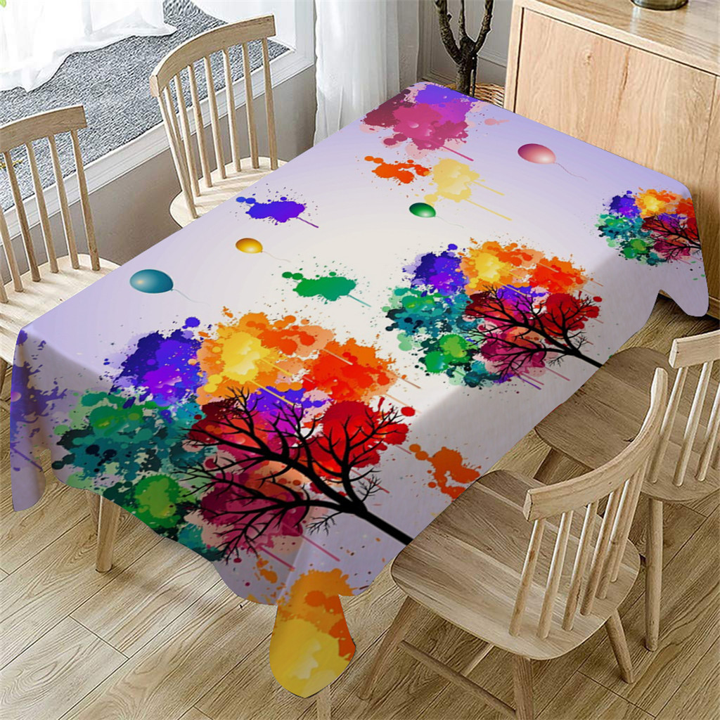 Duge 3d blomster duge vaskbar rektangulær te borddækning spisestue hjem indretning køkken spisebord klud  #lr3: E
