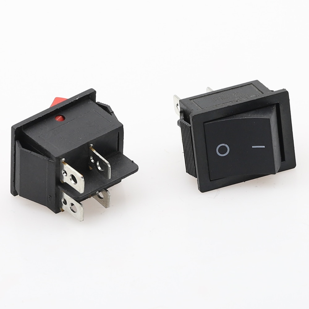 1PCS KCD4 Latching Rocker Switch Self-locking Power Switch DPST I/O 4 Pins 16A 250VAC 20A 125VAC Waterproof cap