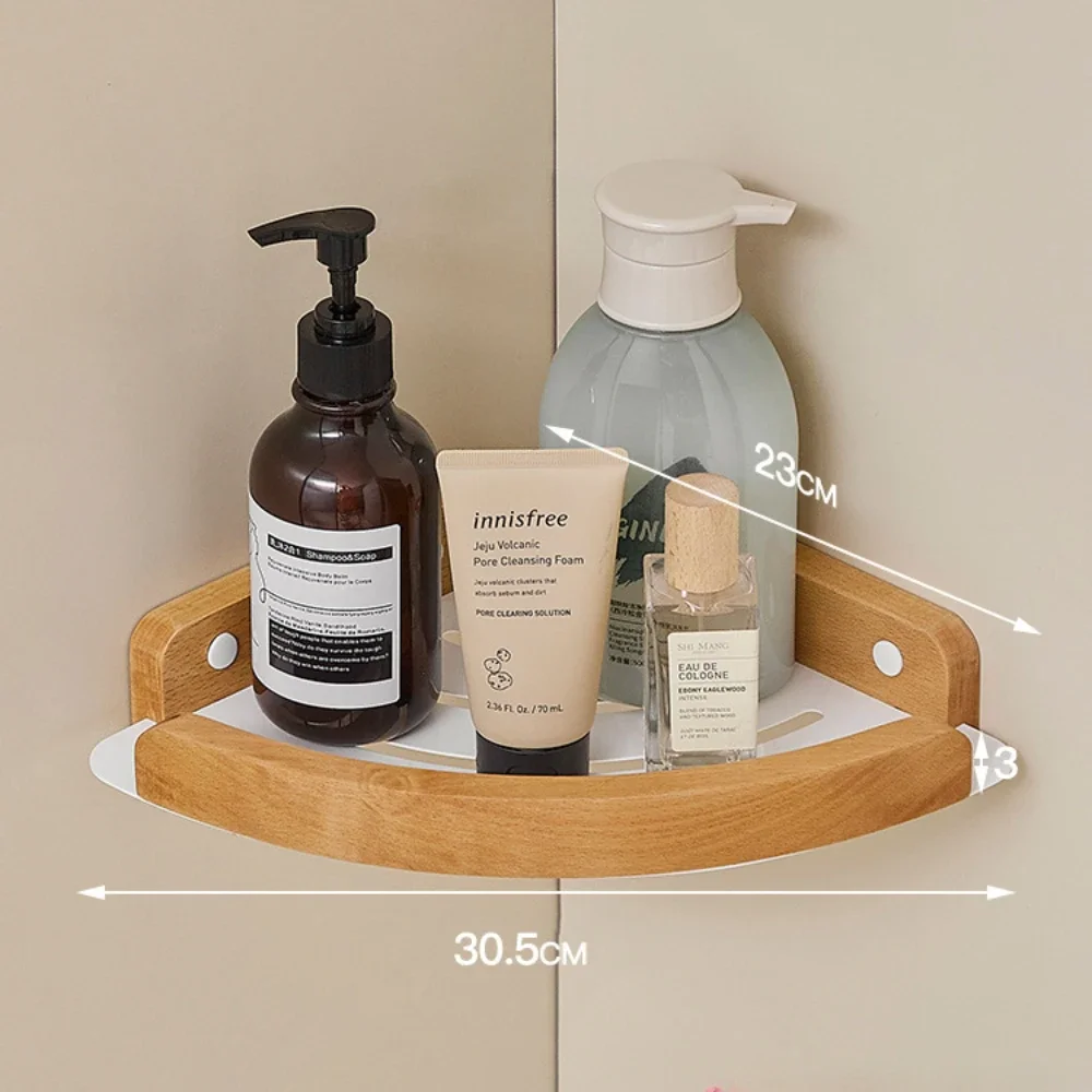Badezimmer-Handtuchhalter aus Holz, Badregal-einstellen, Dusch-Organizer-Regal, Zauberstab-Badewannenregal aus Holz, Eckregal für Waschraum, Haartrocknerhalter