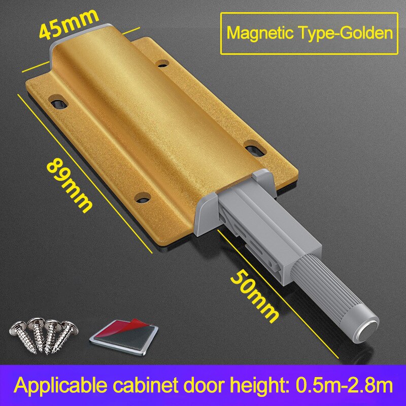 Interrupteur magnétique de porte en alliage d&#39;aluminium, interrupteur tactile sans poignée, matériel de traction Invisible pour armoire de cuisine: Golden 3M Suction