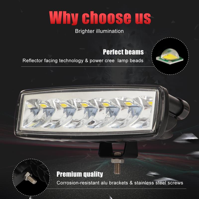 6 Inch 30W 6 LED Work Light Bar Square Spotlight 10-30V DC Offroad LED Light Bar Headlight For Truck Offroad 4X4 4WD Car SUV ATV