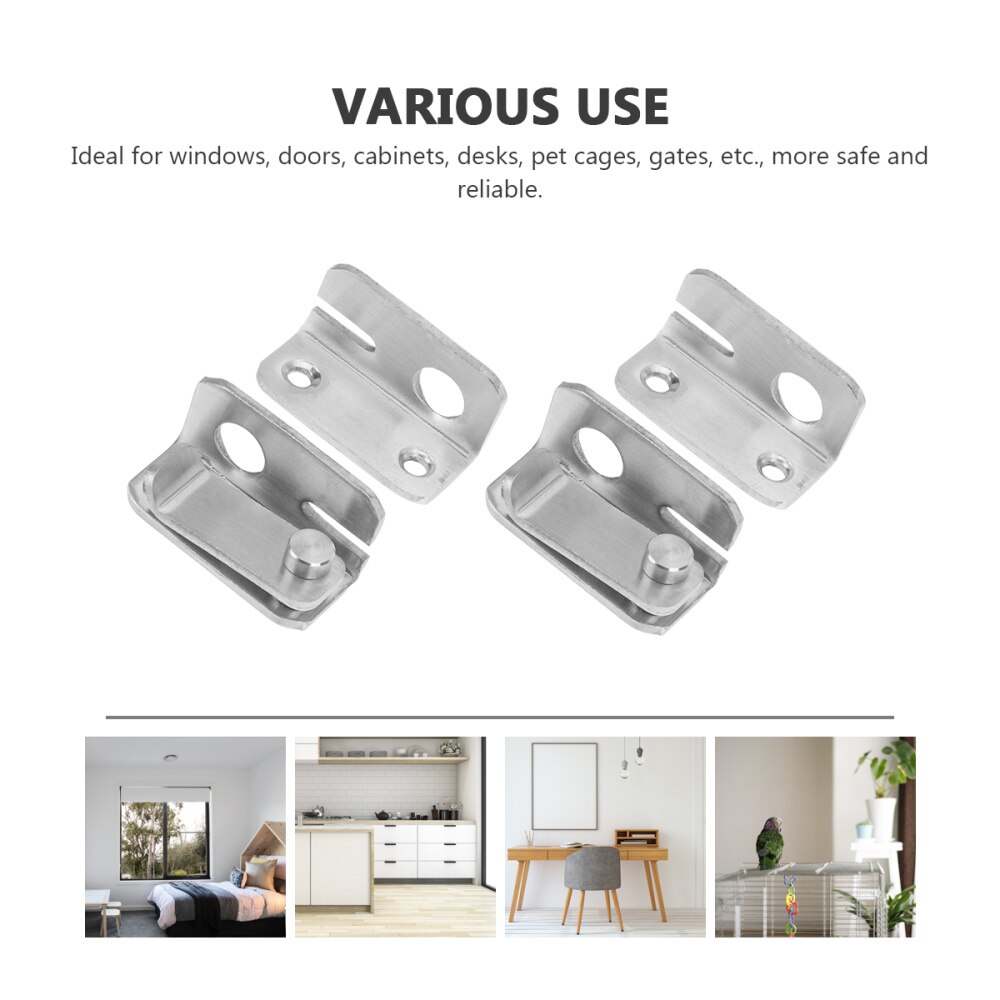 2pcs Stainless Steel Door Right Open Anti-Theft Lock Hasp Door Bolt