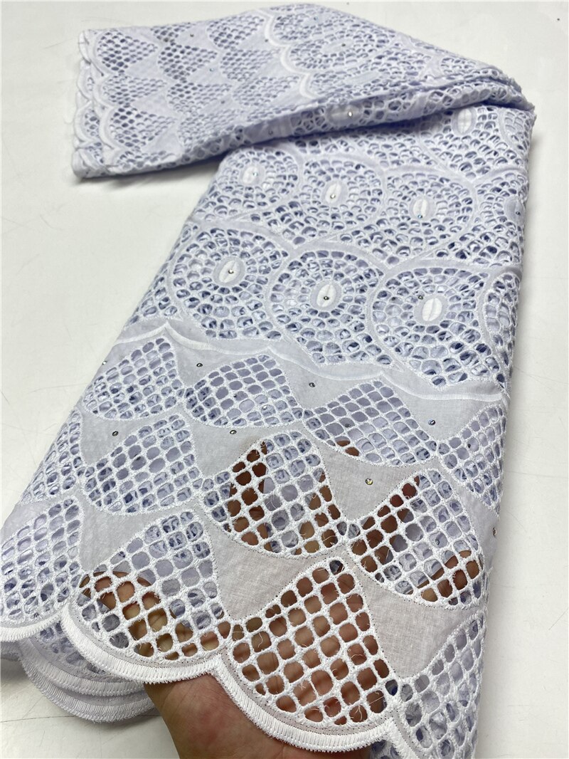 Pure White Swiss Voile Lace In Switzerland Eyelet African Dry Lace Fabric Lace Nigerian Lace Fabrics YA3778B-8