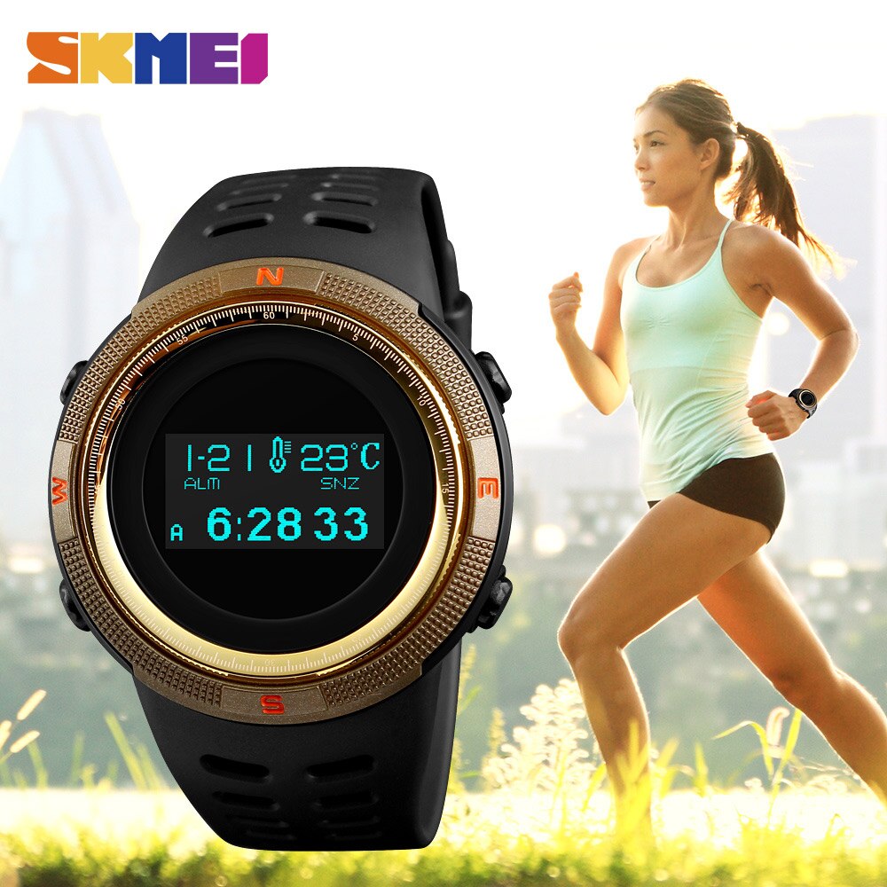 Skmei outdoor sporthorloge stappenteller calorie fitness dameshorloges kompas thermometer waterdichte digitale polshorloges 1360
