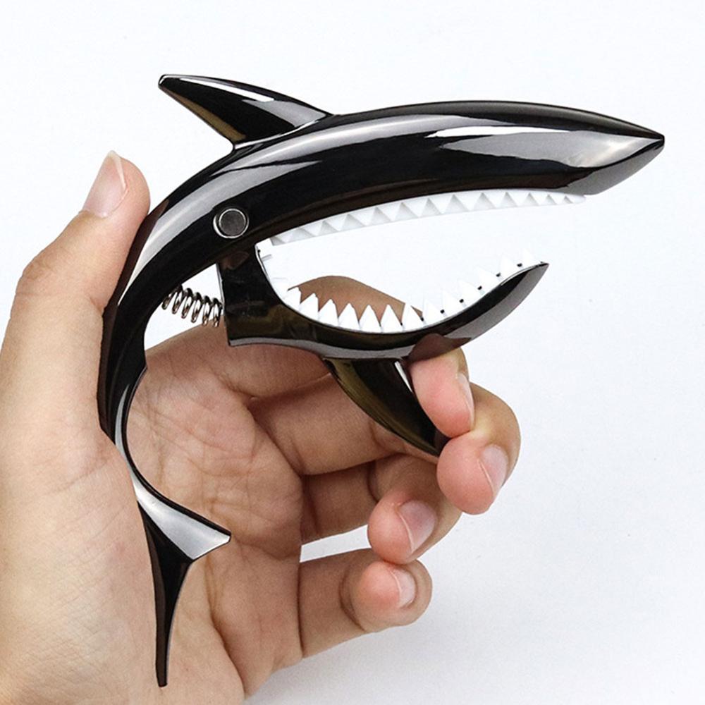 Zinc Alloy Guitar Capo Tuning Guitar Shark Capo Accessories Quick Change Clamp Key Acoustic Classic Tone Adjusting Guitar Parts