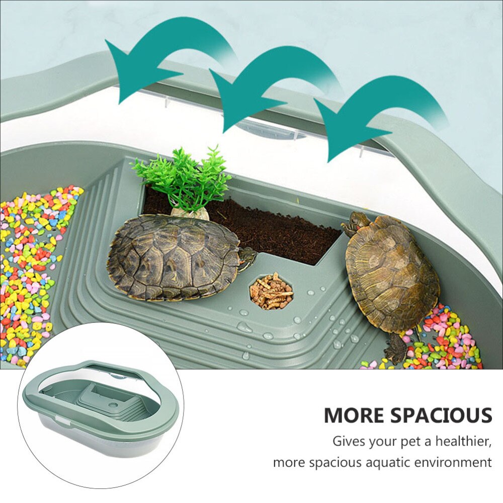 Turtle Tank Aquarium Reptile Habitat Tank with Platform and Swimming Area