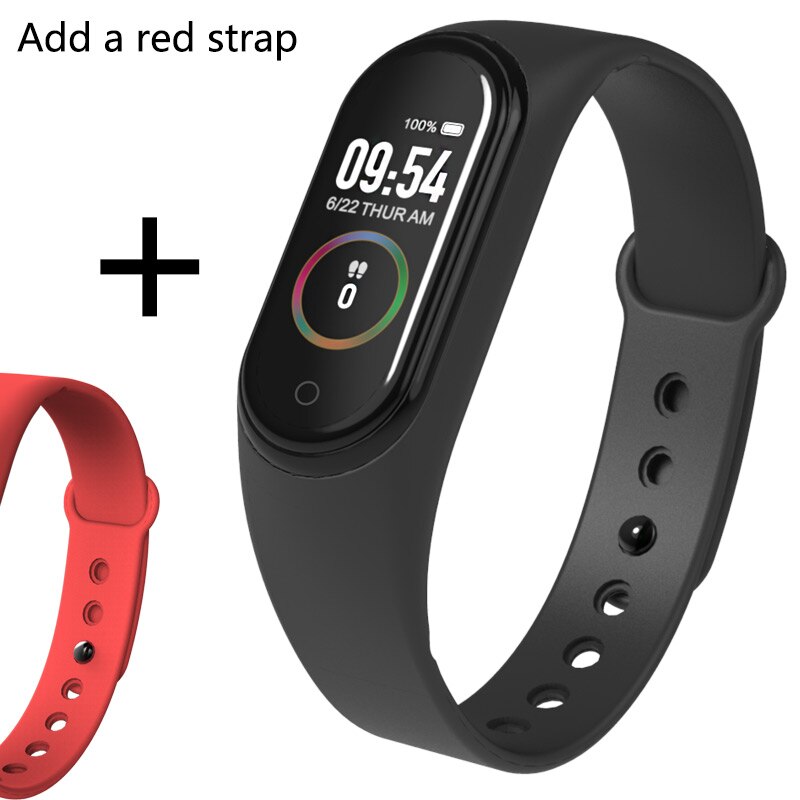 Sport Fitness Braccialetto Activity Tracker Misuratore di Pressione Sanguigna Intelligente Del Braccialetto Monitor di Frequenza Cardiaca Impermeabile Intelligente Orologio Per Android IOS: M4C a red strap