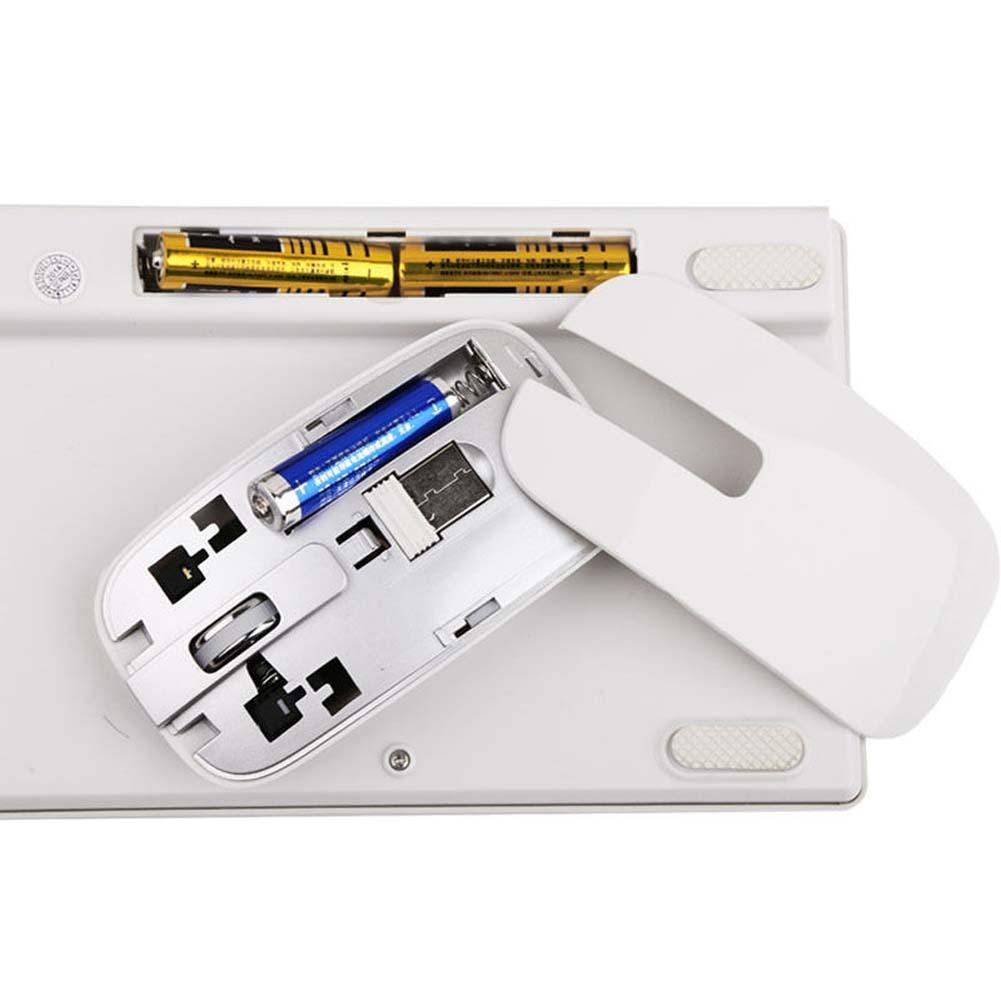 Modern Pure White Ultra Thin 2.4GHz Wireless Keyboard + Cover + Mouse Kit for Desktop Laptop PC Computer APE